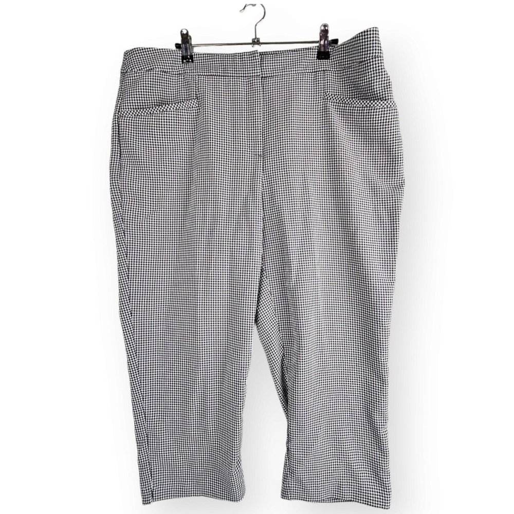 Chico's 3 XL Women 16 Fabulously Slimming Josie Slim Capri Pants Gingham Pull On
